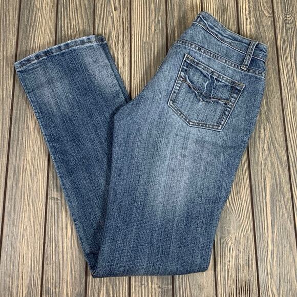 9.8 Jeans Women Junior Denim Jeans Pants Straight Leg Medium Wash Sz 9 Designer - Picture 1 of 9
